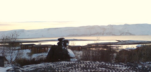 November The cottages in Husavik North Iceland.